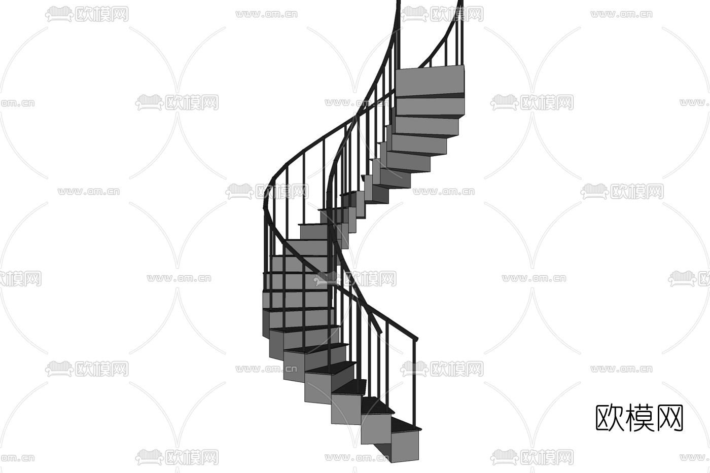 现代旋转楼梯免费su模型下载