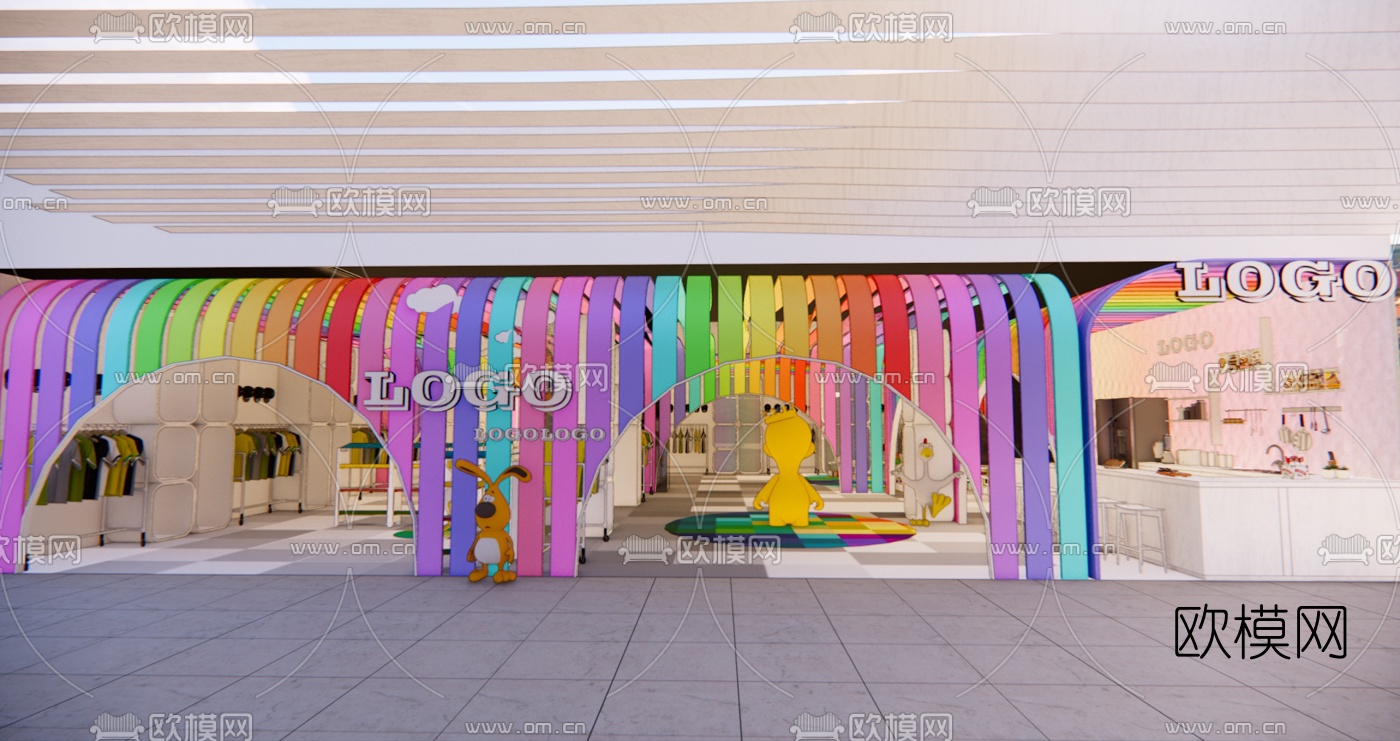 现代儿童服装专卖店su模型