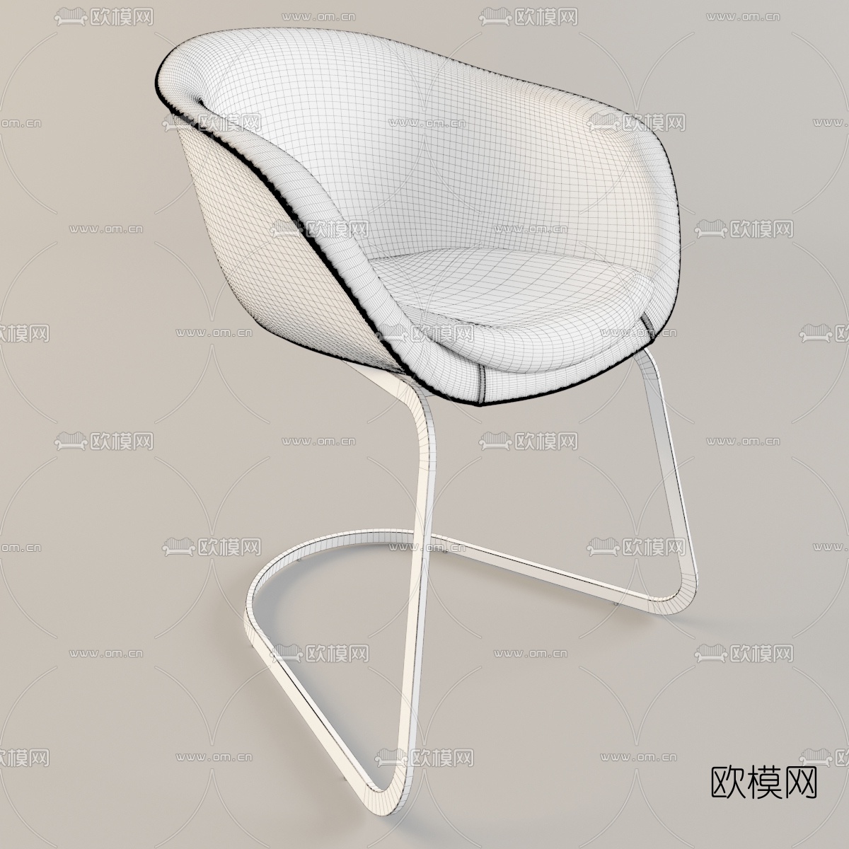 现代皮革单椅3d模型