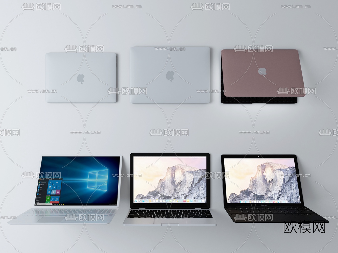 现代电脑手机组合3d模型下载（渲染图4）