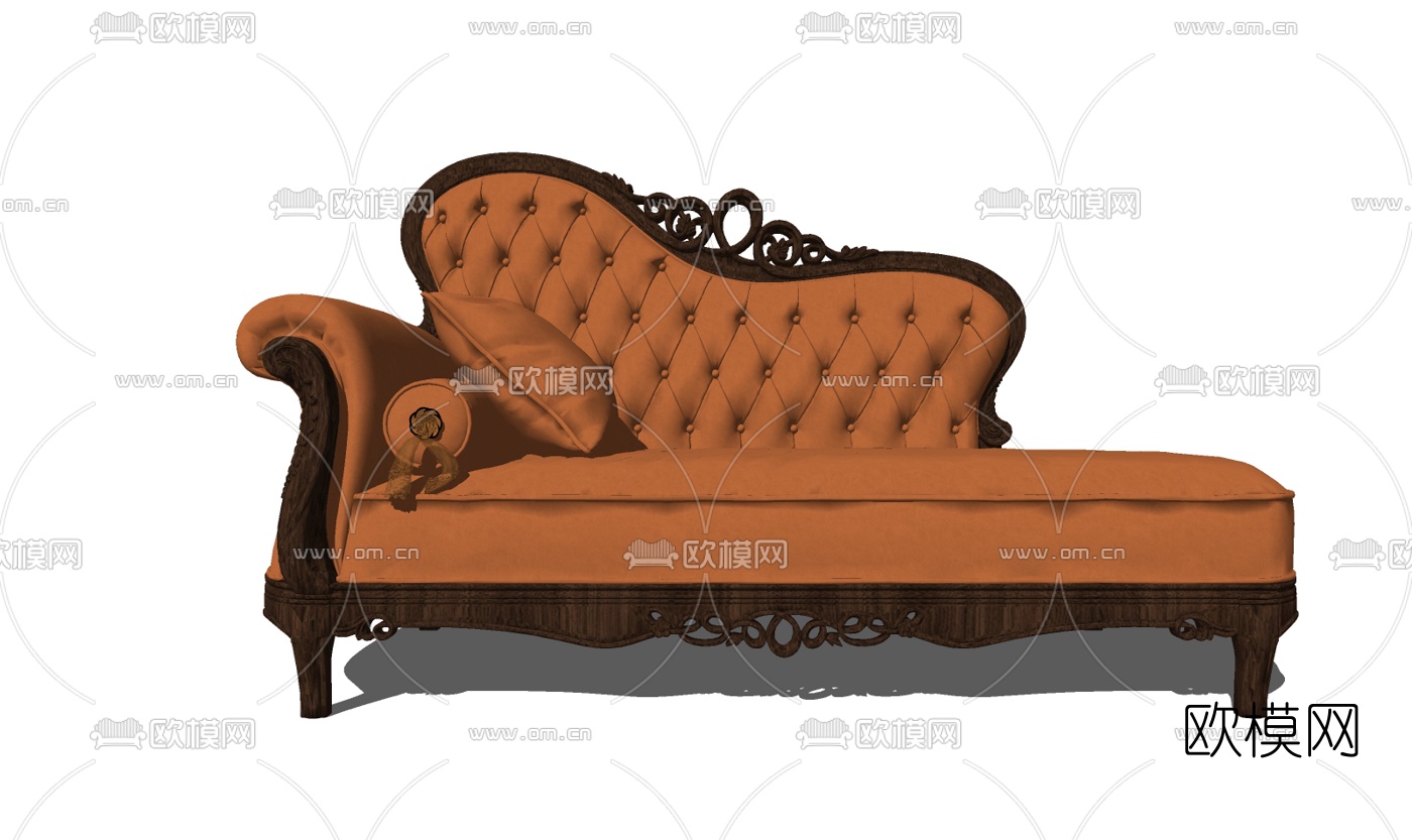 欧式布艺贵妃椅su模型下载