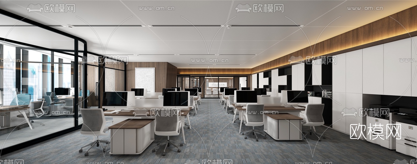 现代办公室综合办公区3d模型