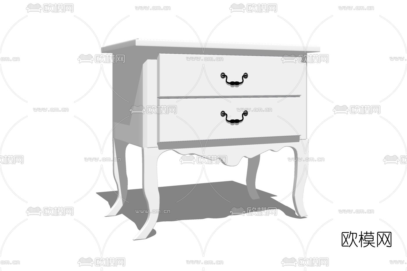 欧式实木床头柜免费su模型下载