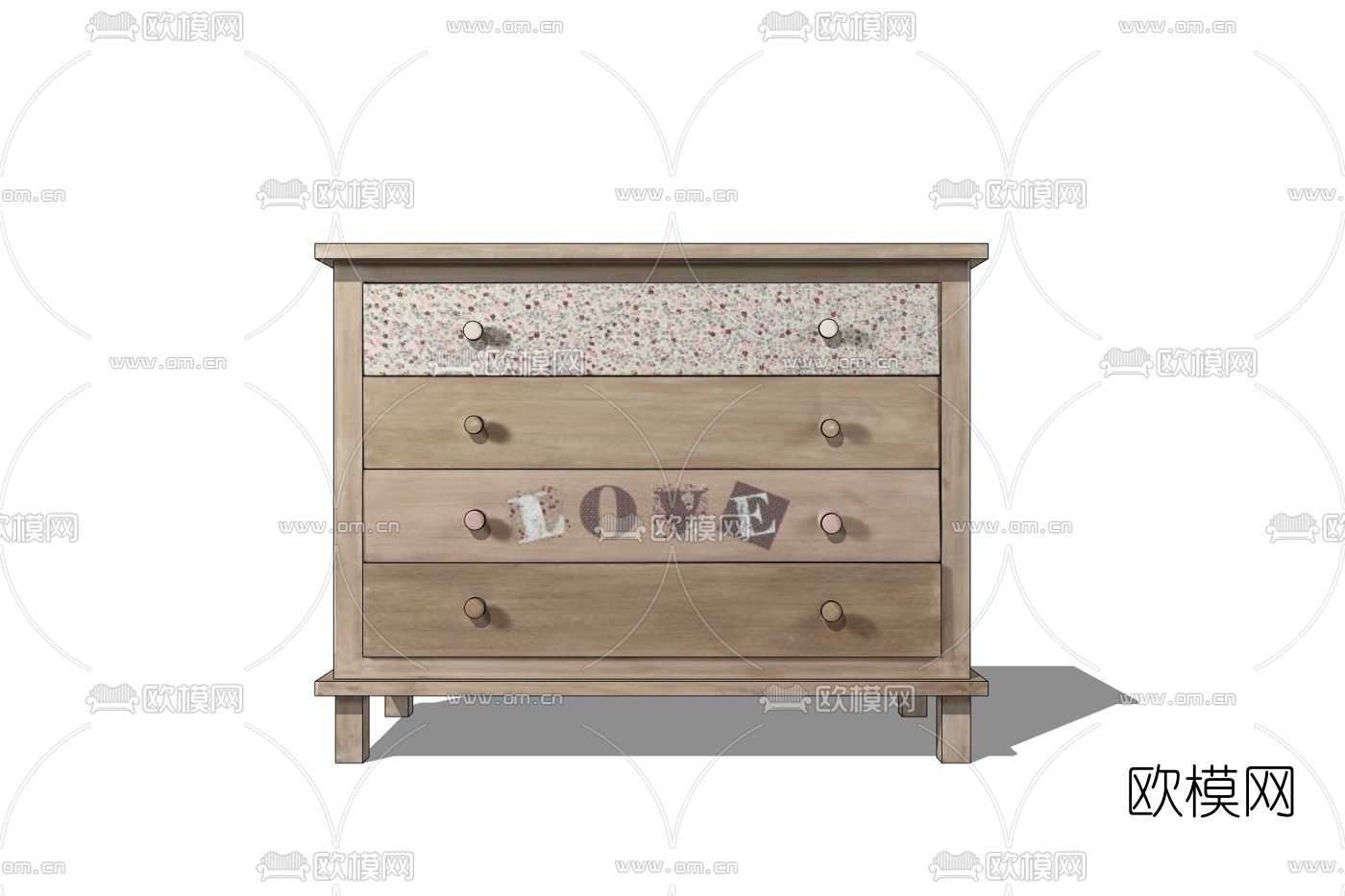 现代实木床头柜免费su模型下载