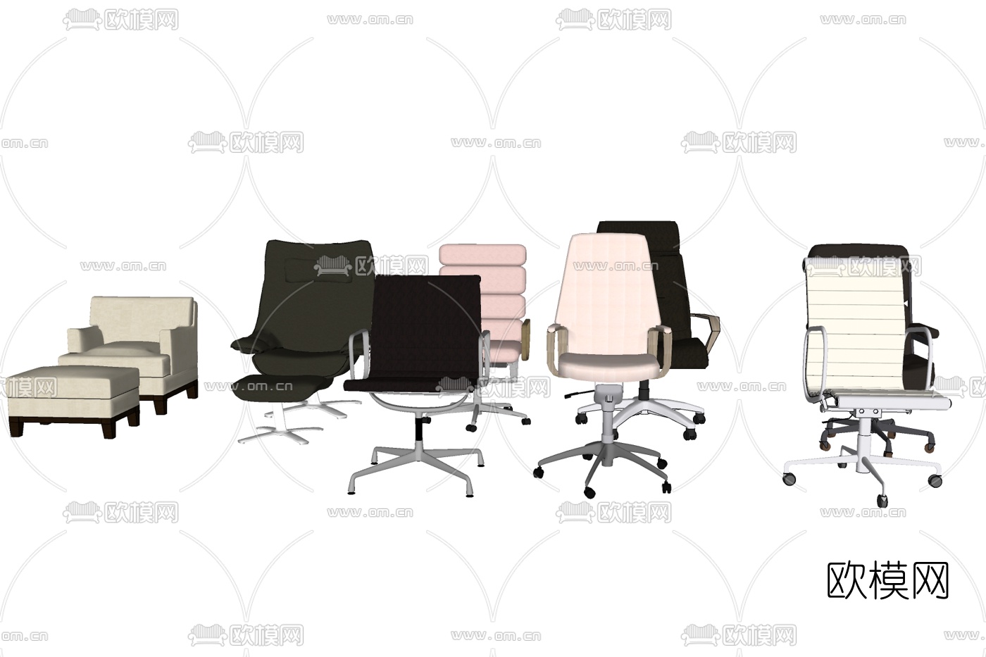 现代布艺单椅免费su模型下载