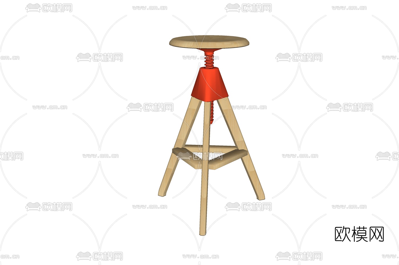 现代实木吧台椅免费su模型下载