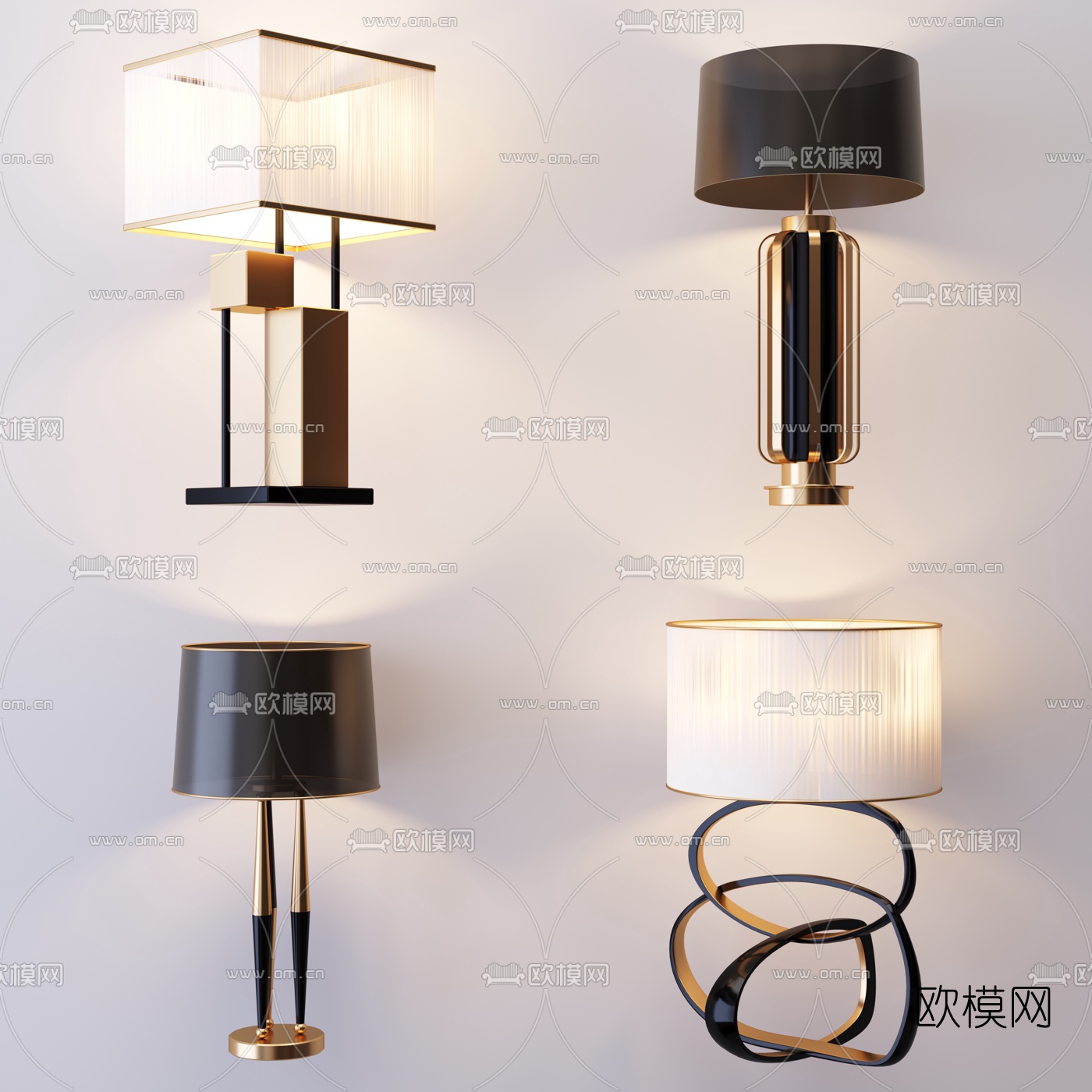 现代个性金属台灯3d模型