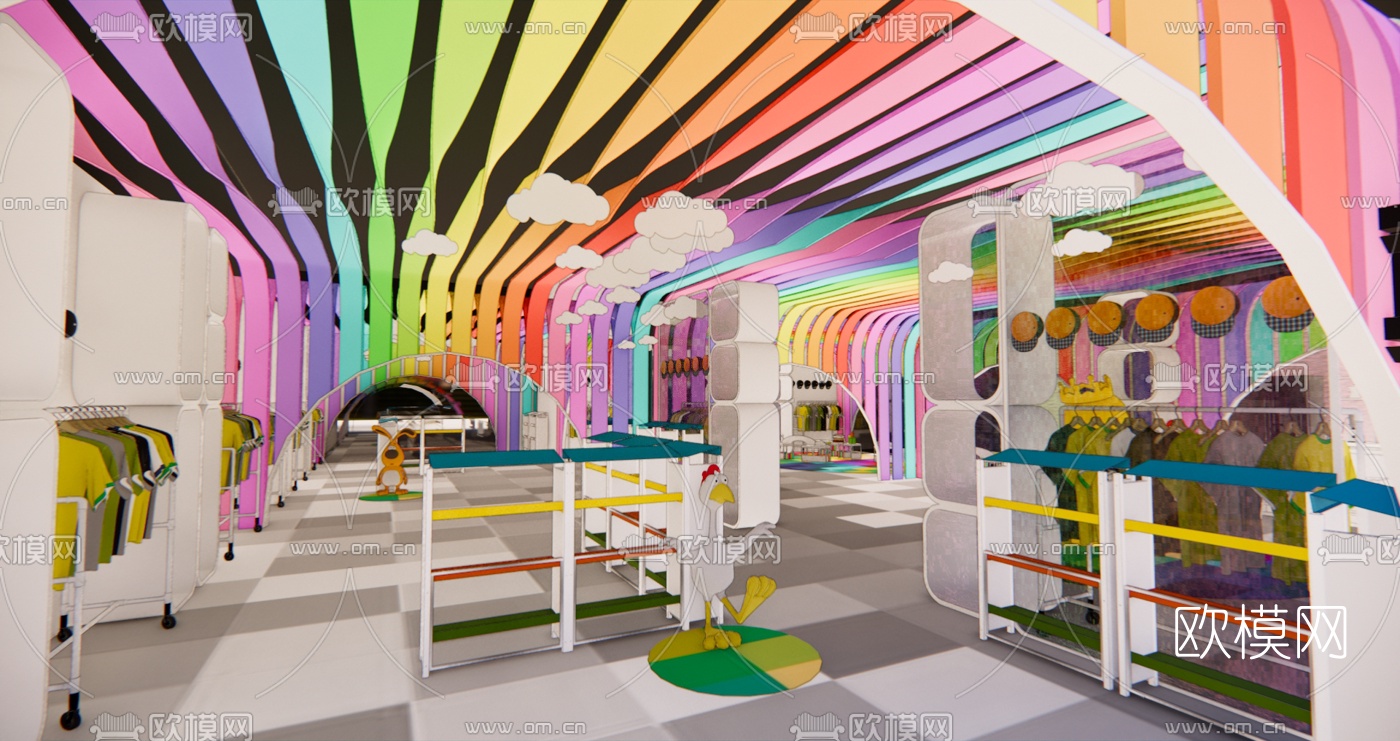 现代儿童服装专卖店su模型