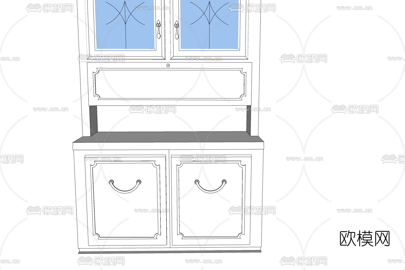 现代实木鞋柜免费su模型下载