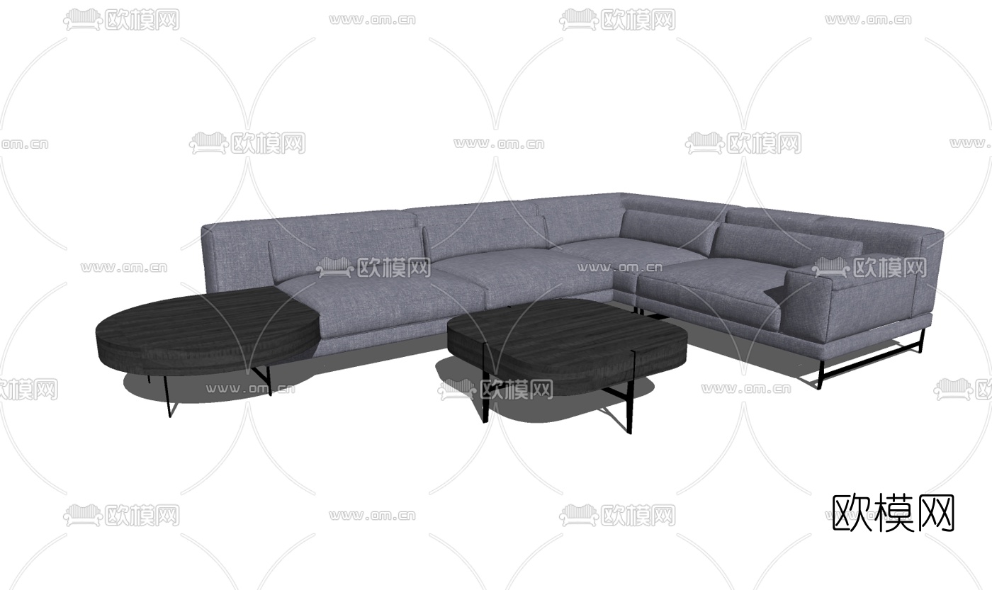 现代布艺多人沙发su模型下载