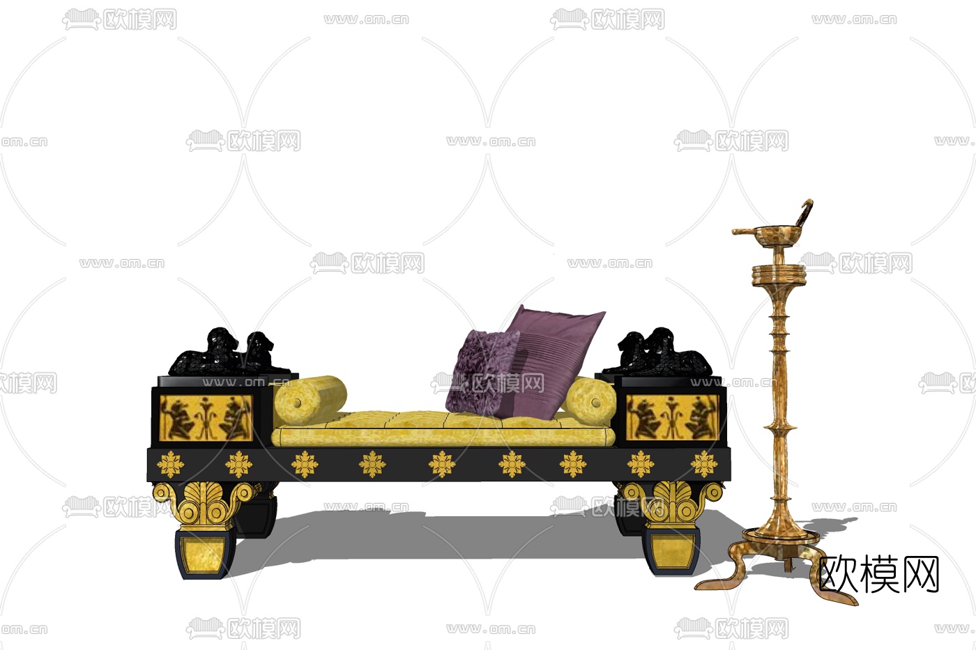 新古典布艺脚踏免费su模型下载