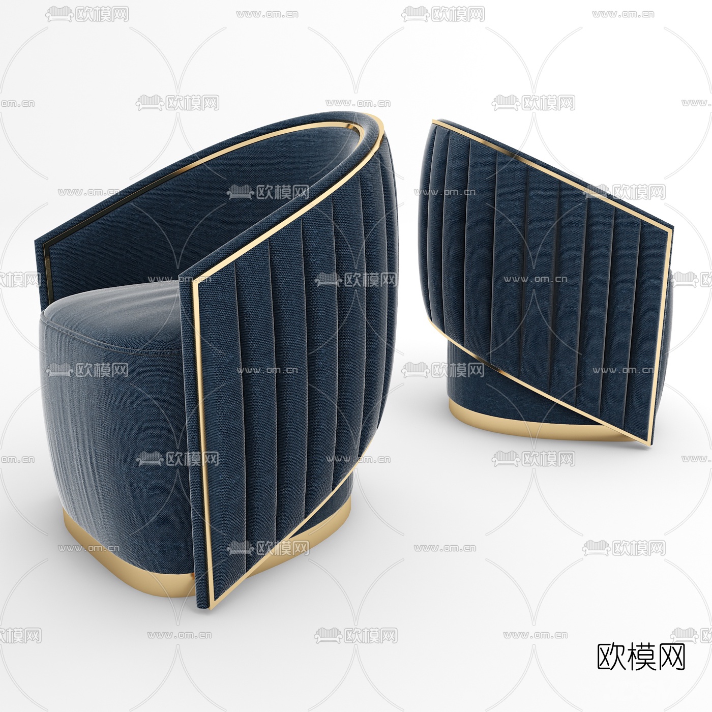 后现代布艺单人沙发3d模型下载（渲染图2）