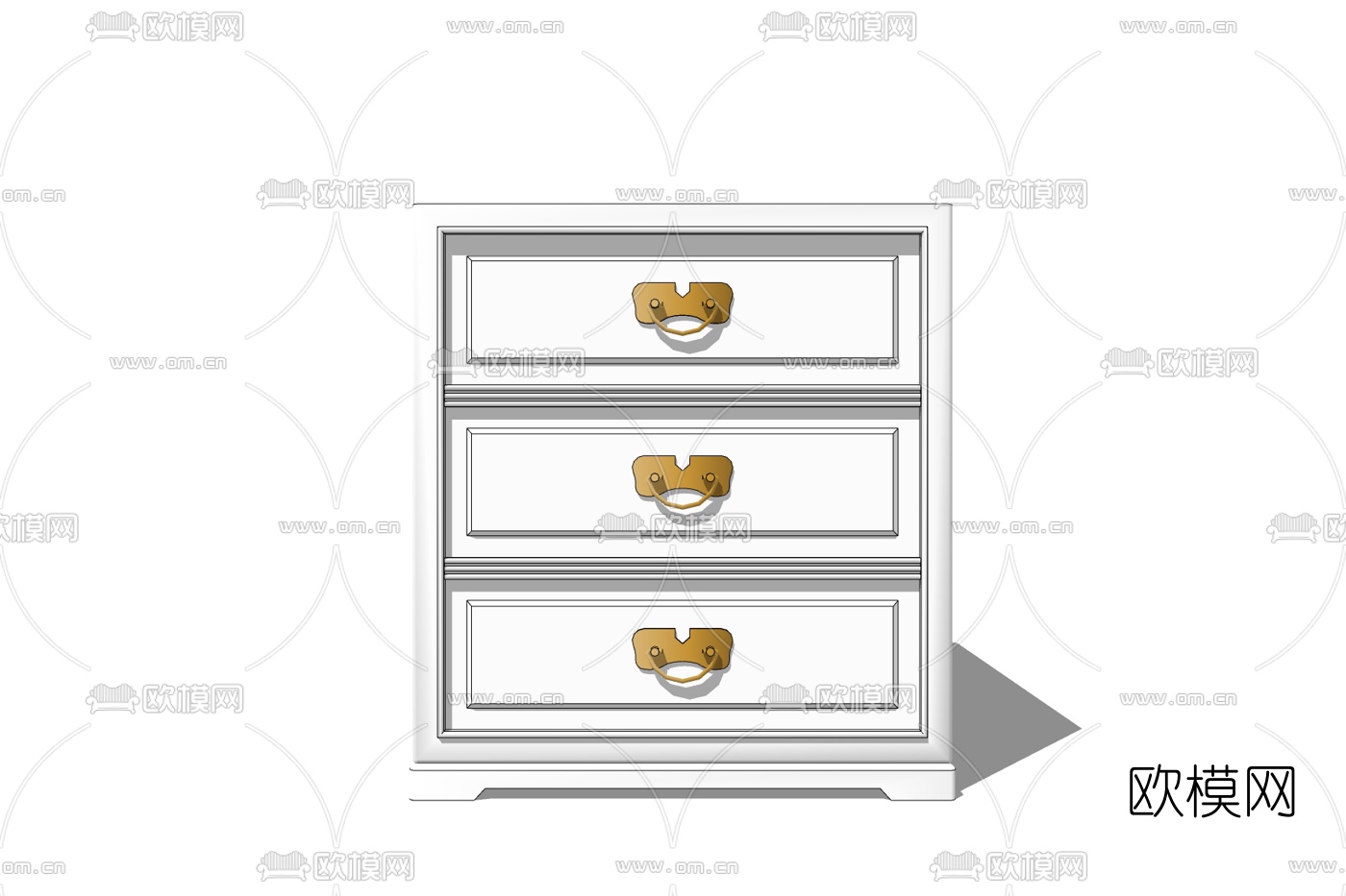 简欧实木床头柜免费su模型下载