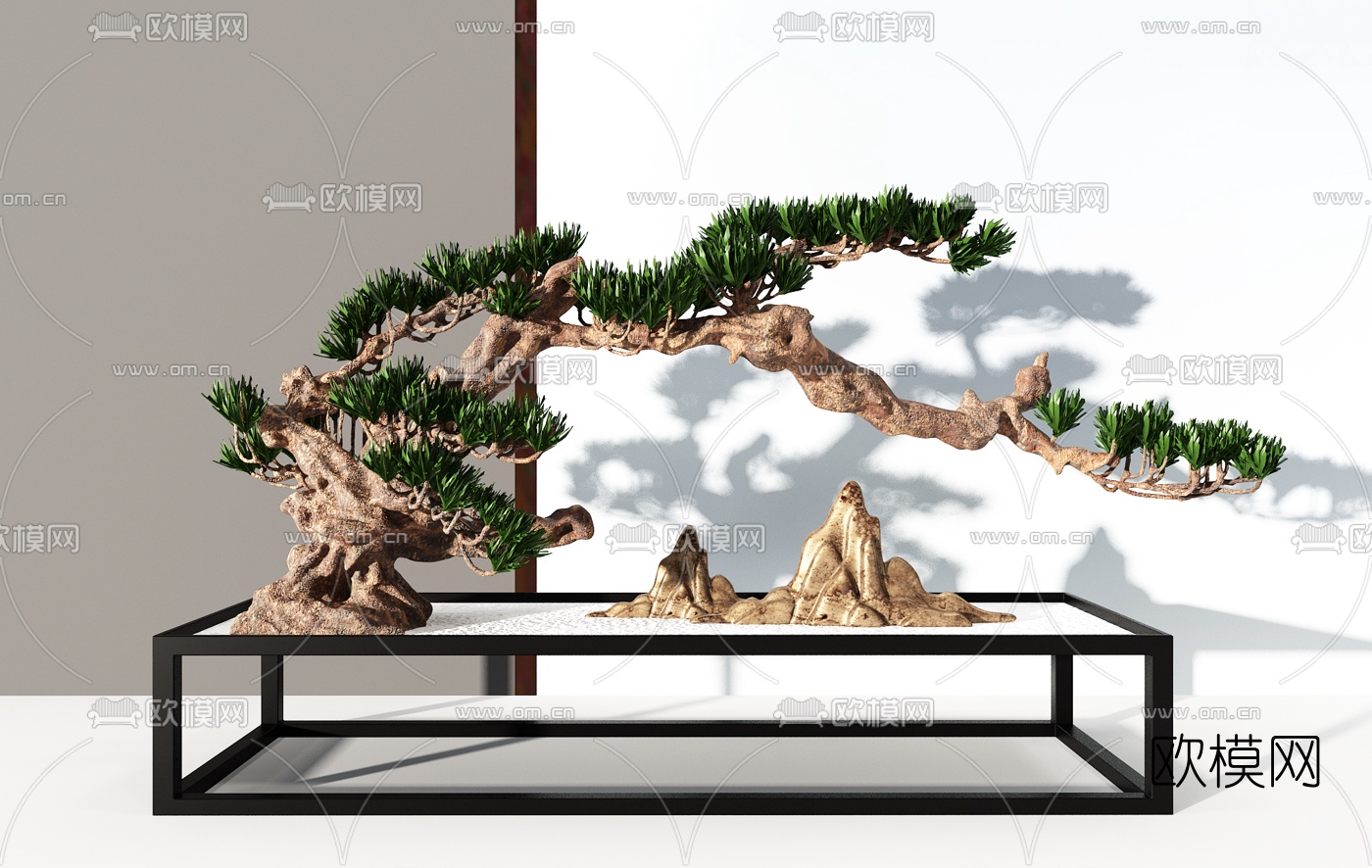 新中式松树盆景3d模型