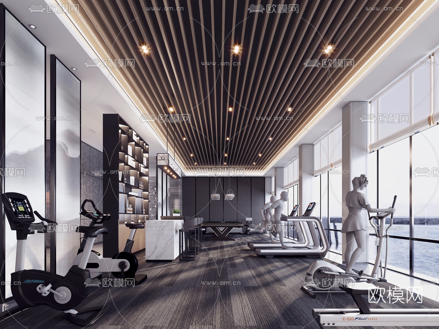 现代简约健身房3d模型下载（渲染图1）