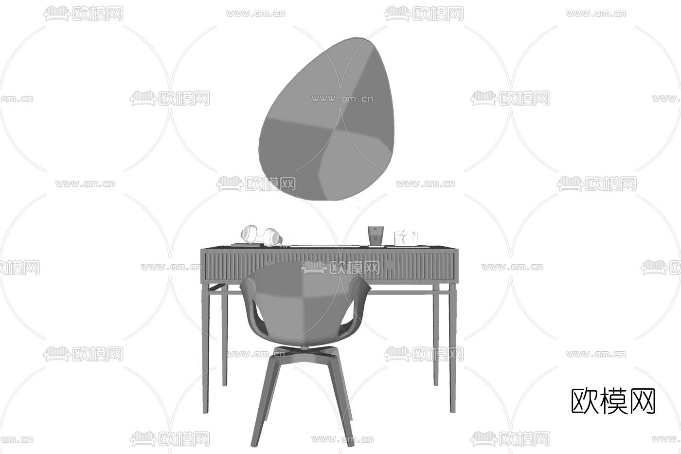 现代书桌椅免费su模型下载