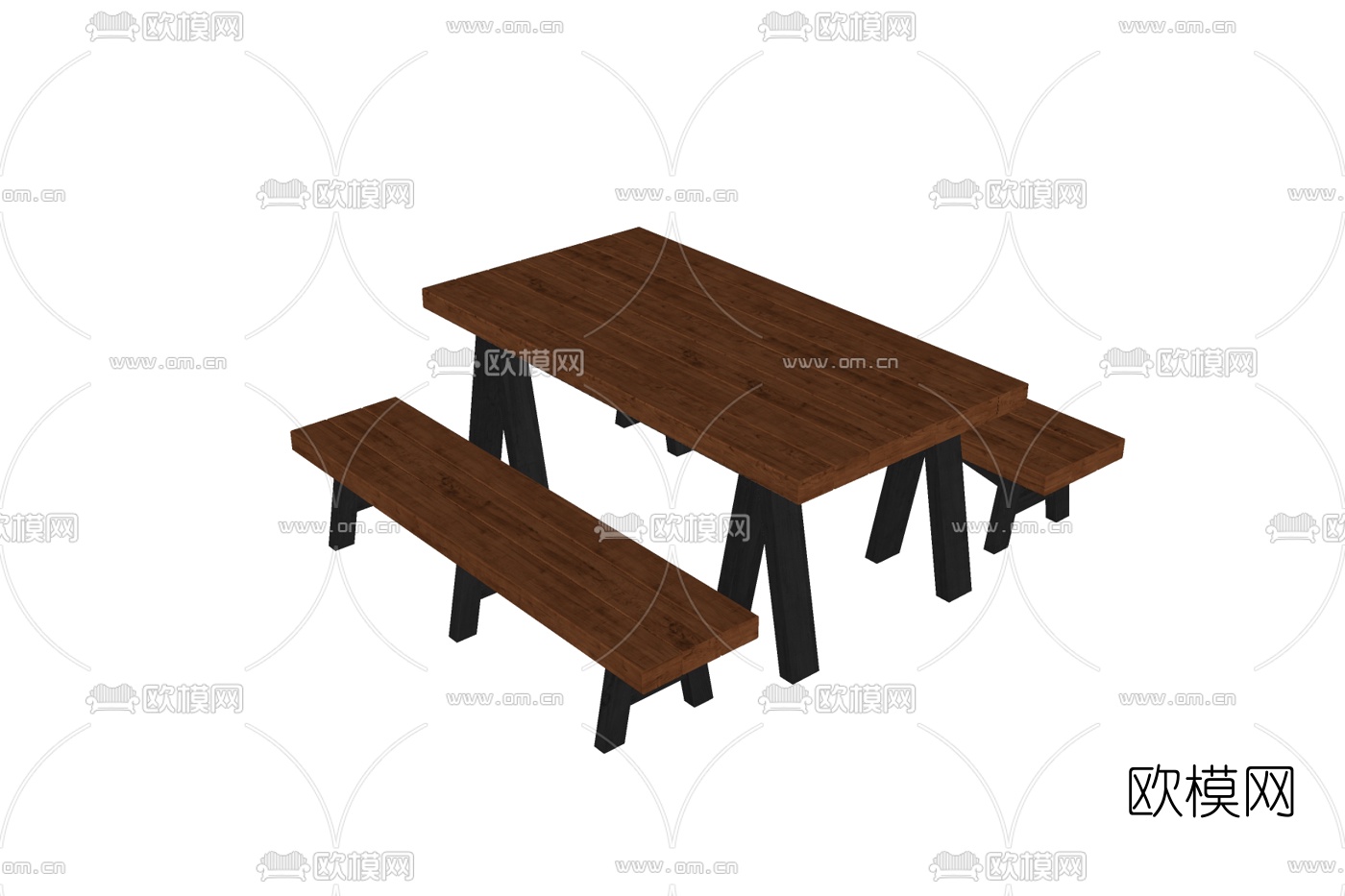 现代实木餐桌椅免费su模型下载