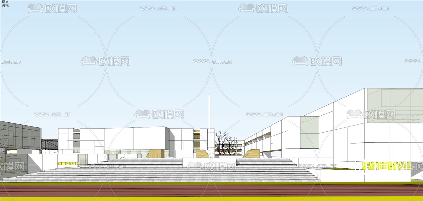 现代学校规划su模型下载（渲染图8）