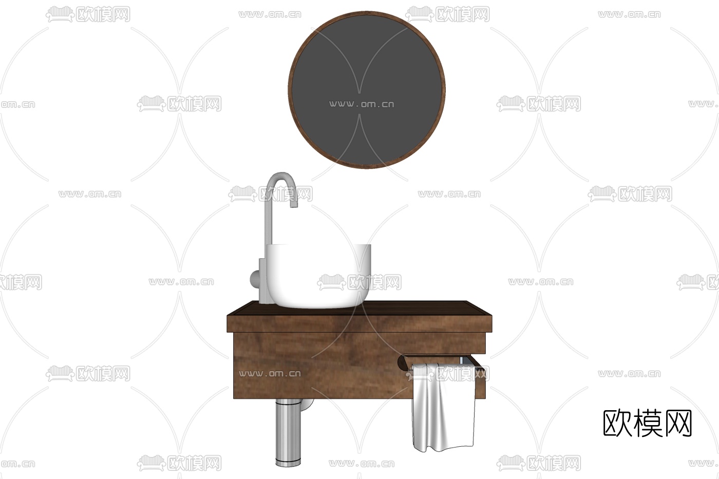 现代实木浴室柜免费su模型下载