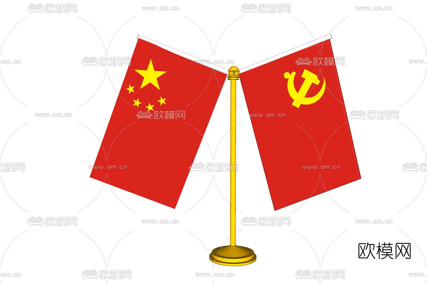 现代国旗摆件免费su模型下载