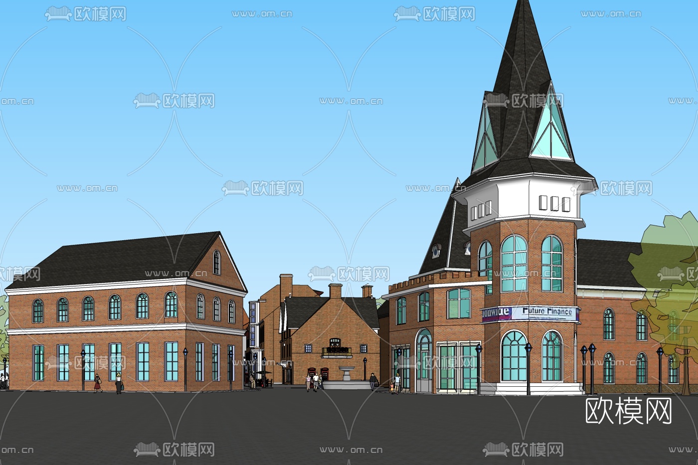欧式商业街免费su模型
