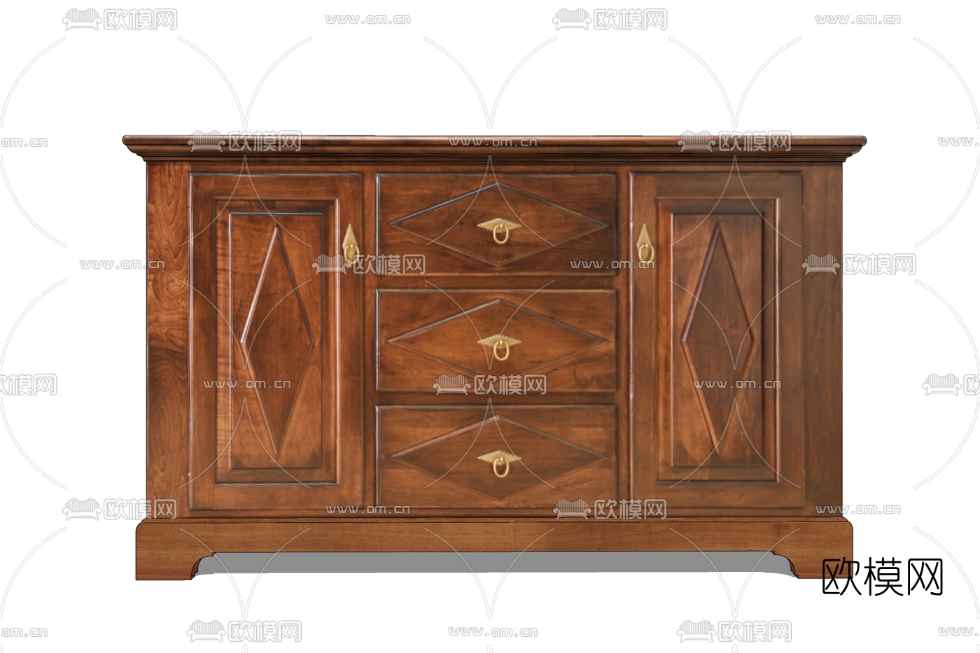 现代实木边柜免费su模型下载