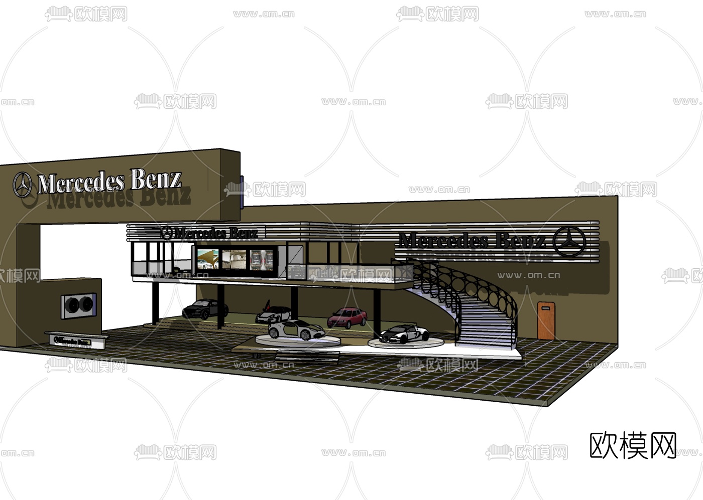 现代4s店免费su模型下载