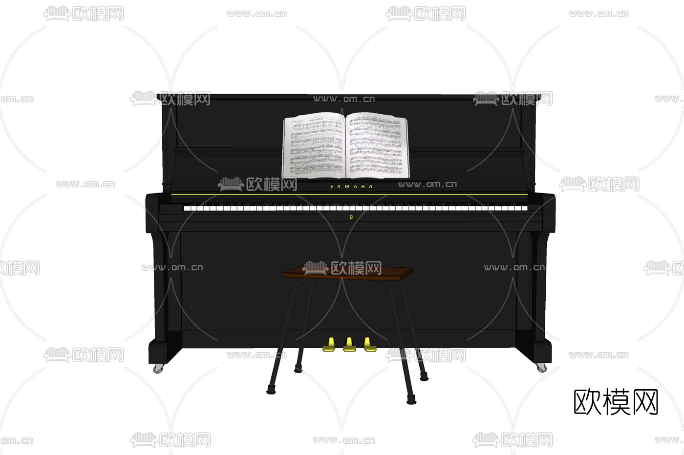 现代钢琴免费su模型下载
