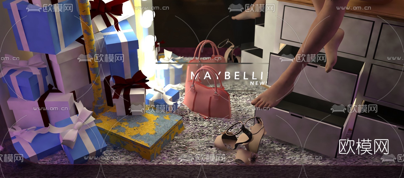 欧式服装店橱窗su模型下载（渲染图3）