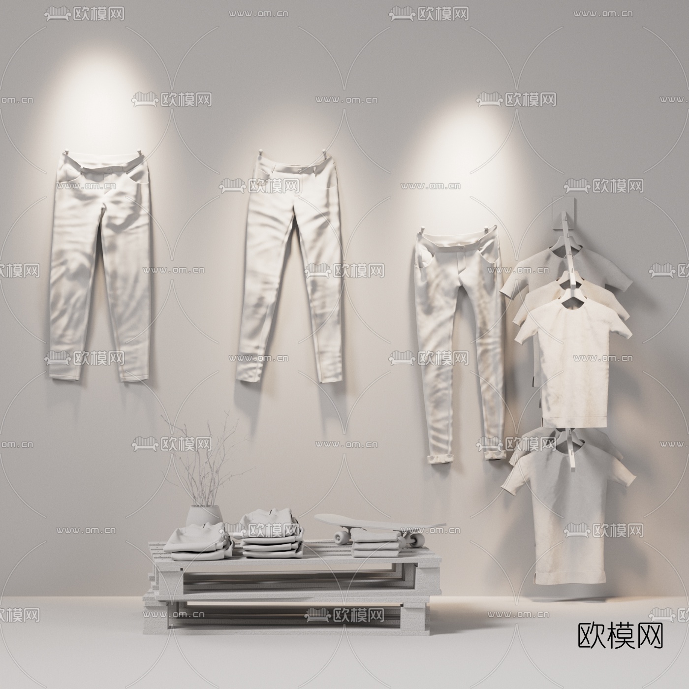 现代服装店展示区3d模型下载（渲染图2）