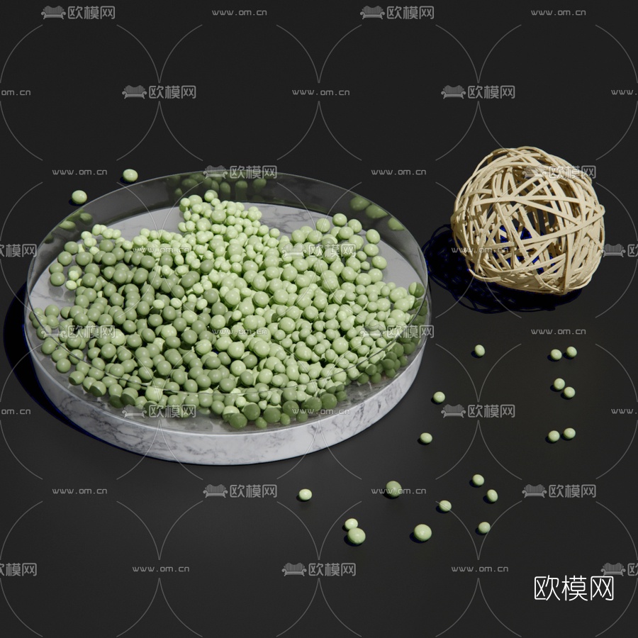 北欧酒瓶绿豆食物3d模型