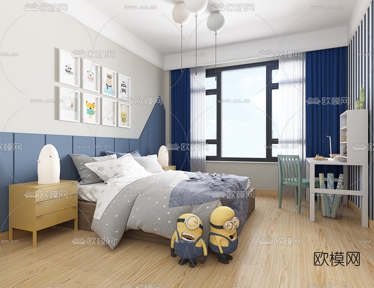 现代小孩房卧室免费3d模型下载