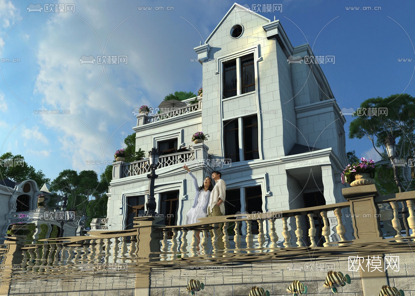 欧式别墅外观3d模型