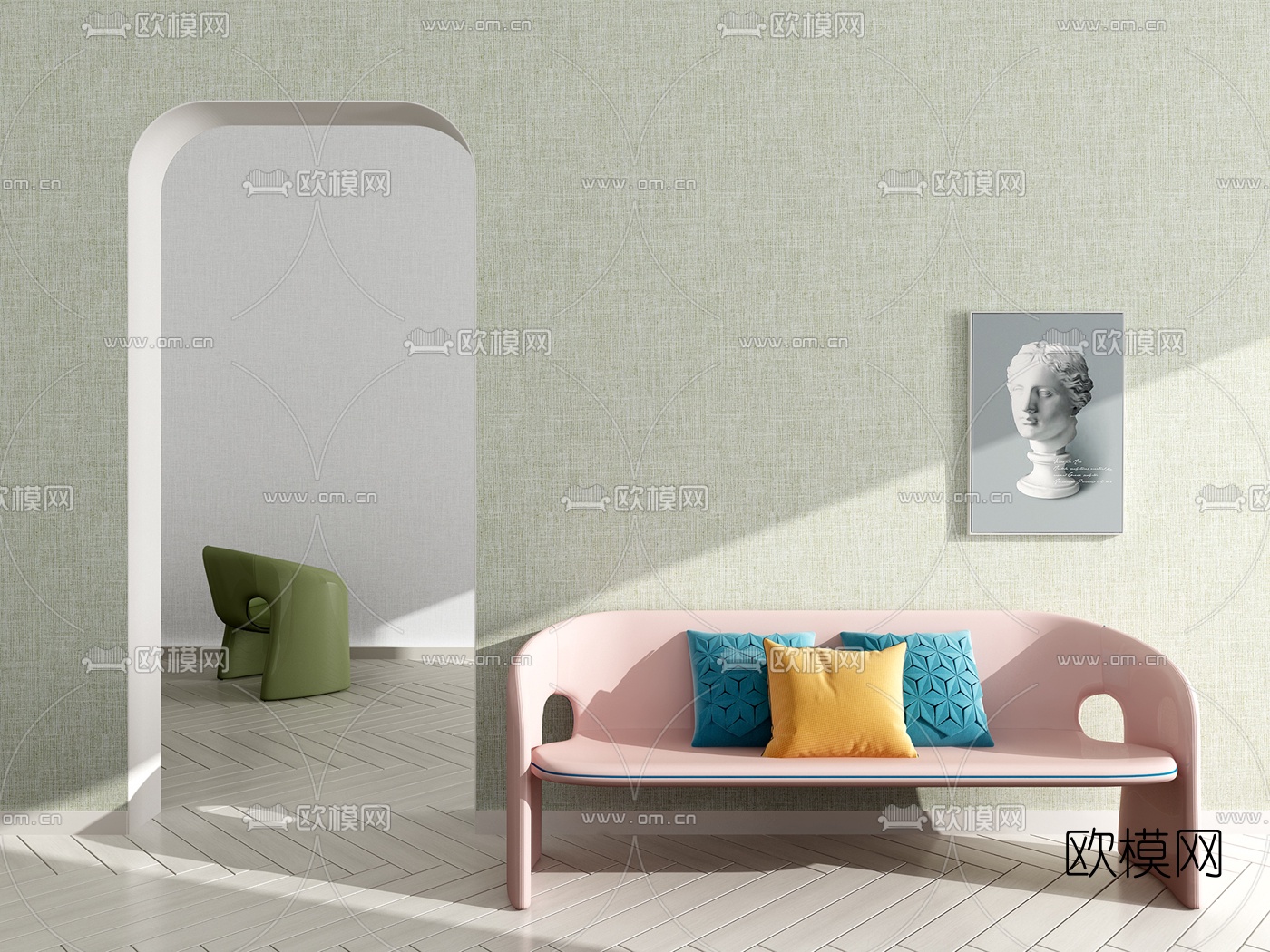 北欧多人沙发3d模型下载