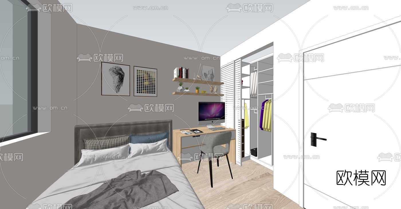北欧简约客餐厅su模型下载（渲染图3）