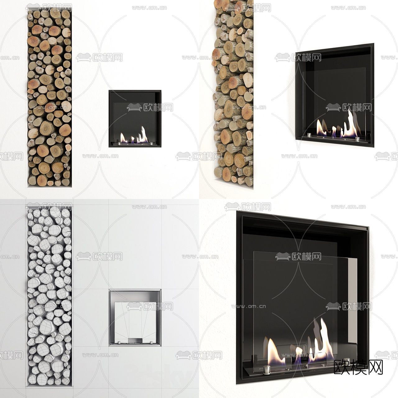 现代简约壁炉3d模型