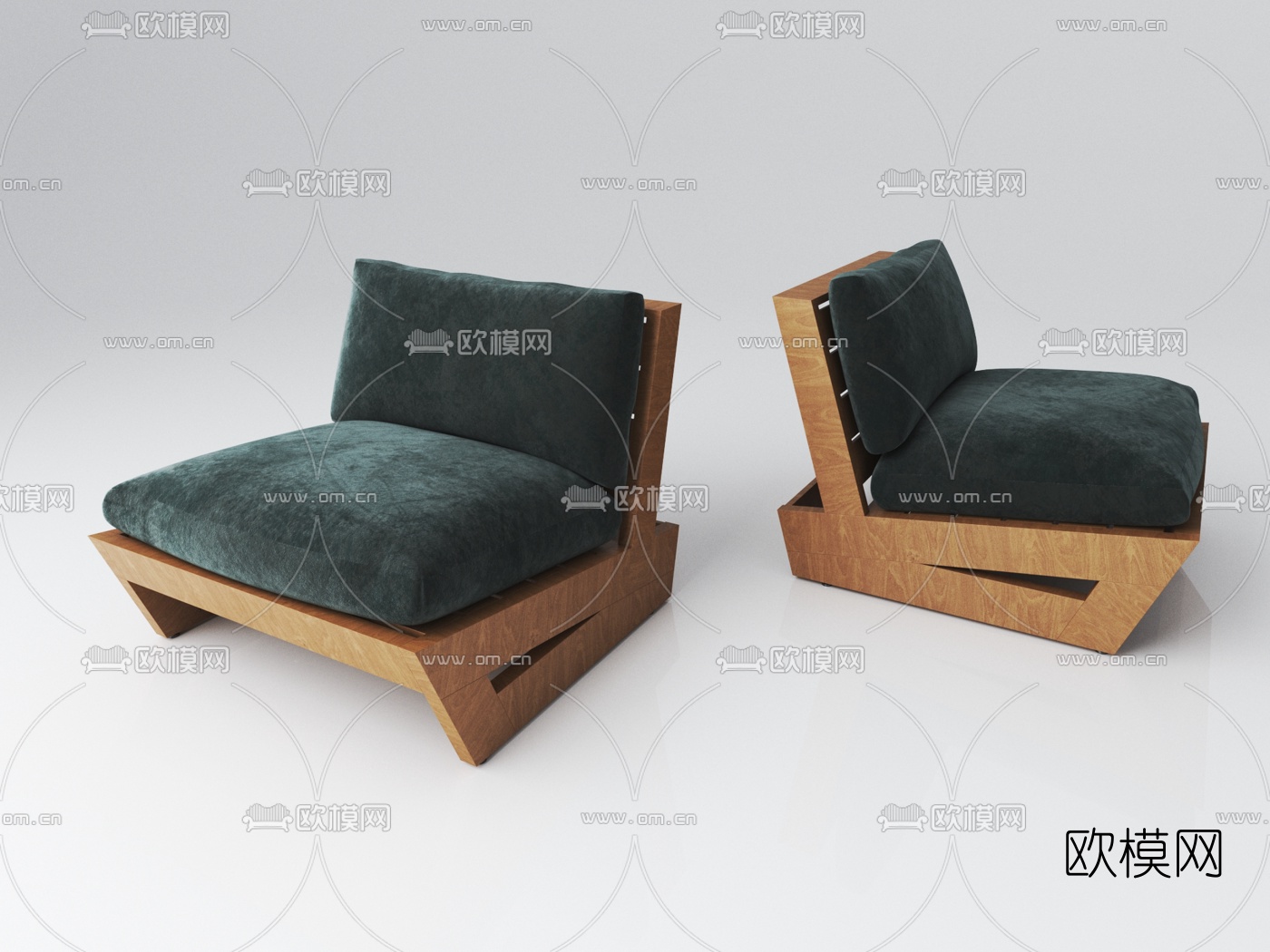 北欧原木休闲椅3d模型