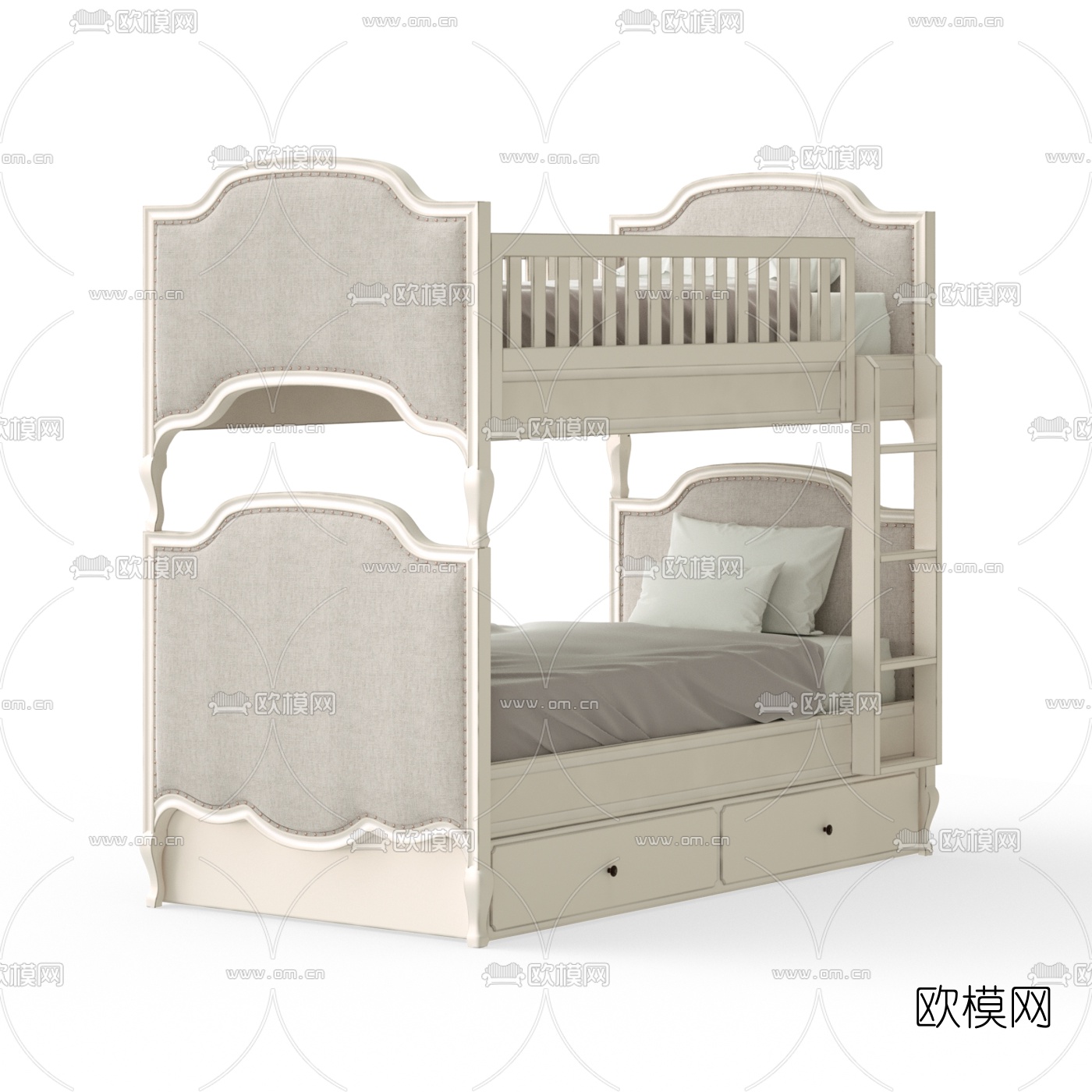 美式上下铺儿童床3d模型