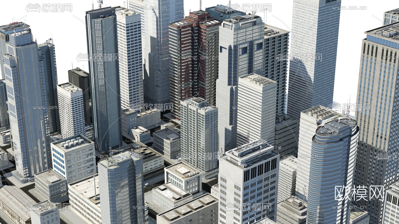 现代城市建筑群鸟瞰3d模型