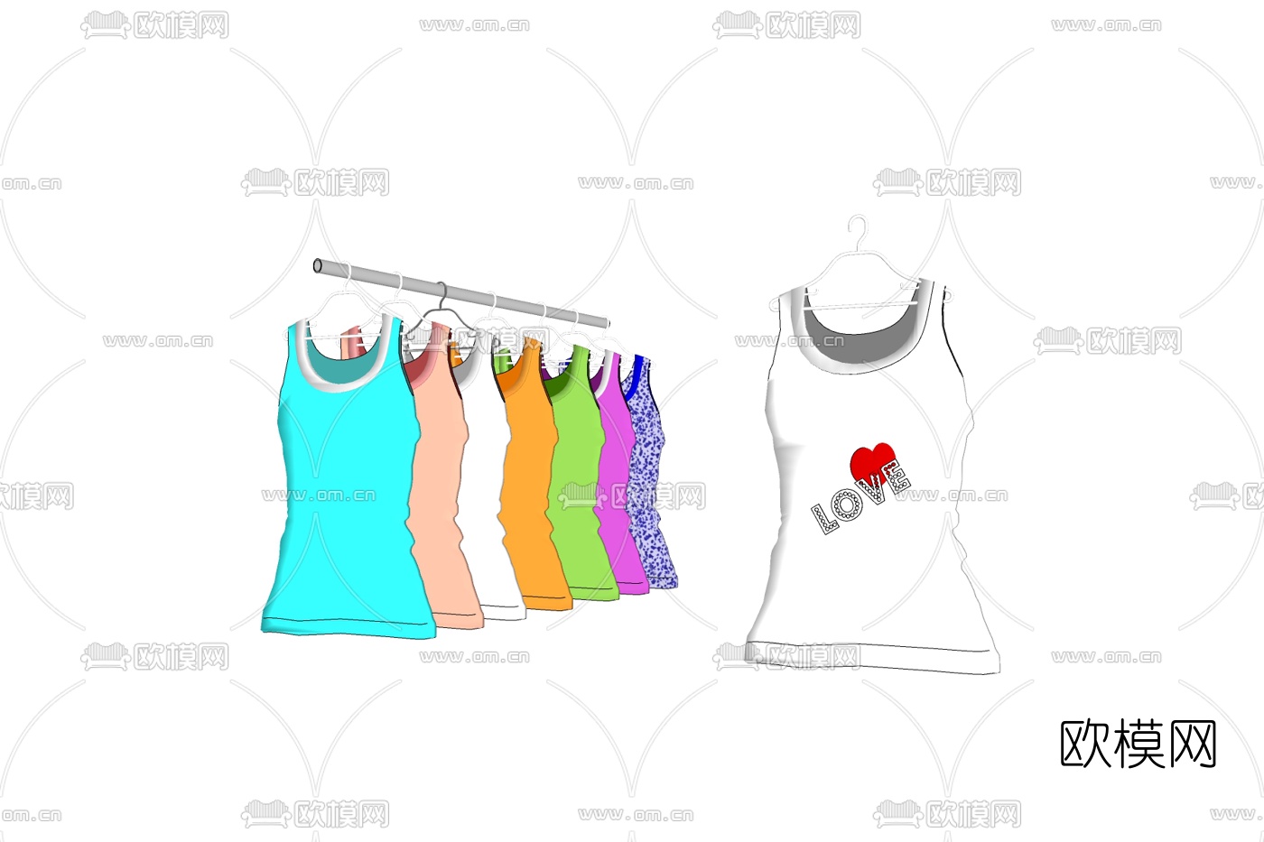 现代衣架衣服免费su模型