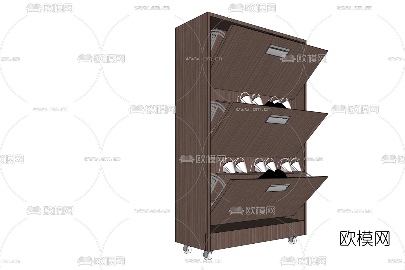 现代实木鞋柜免费su模型下载