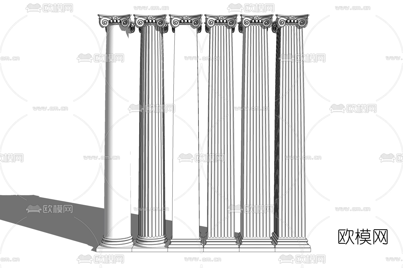 欧式石膏罗马柱免费su模型下载