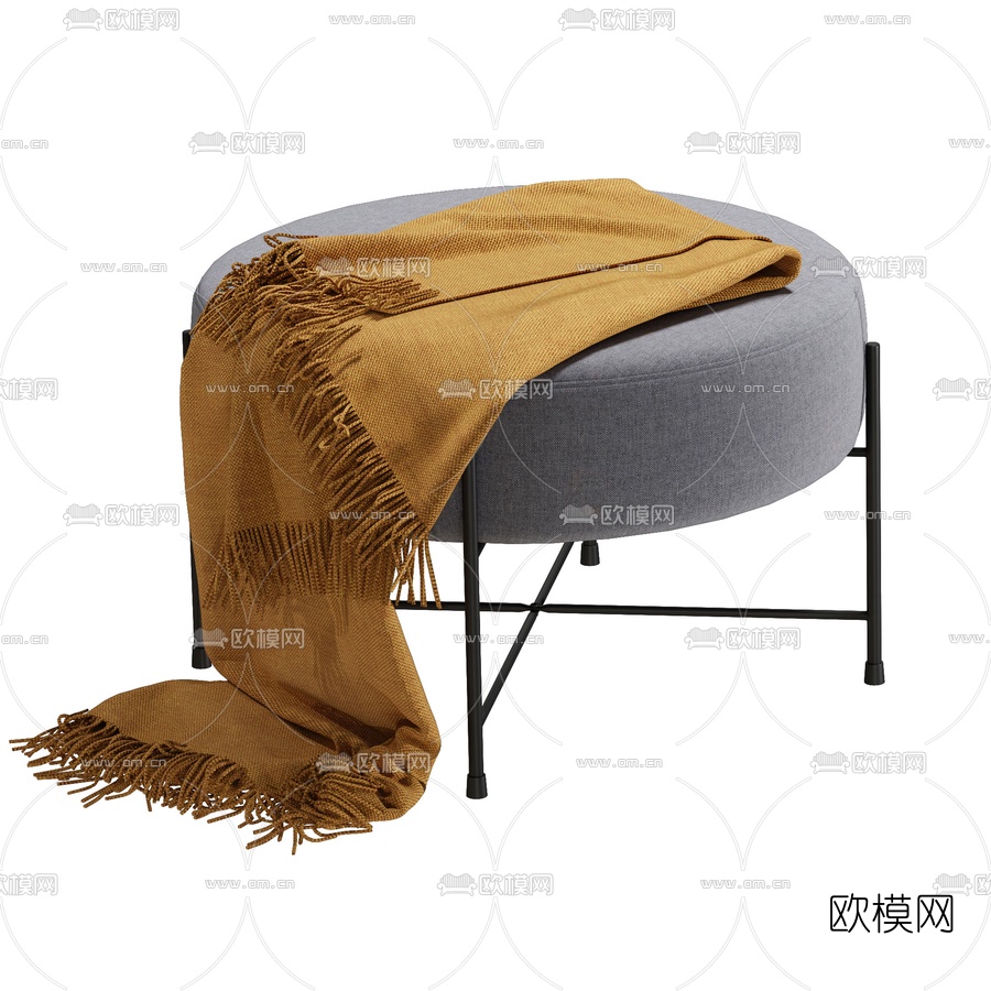 北欧布艺圆凳3d模型
