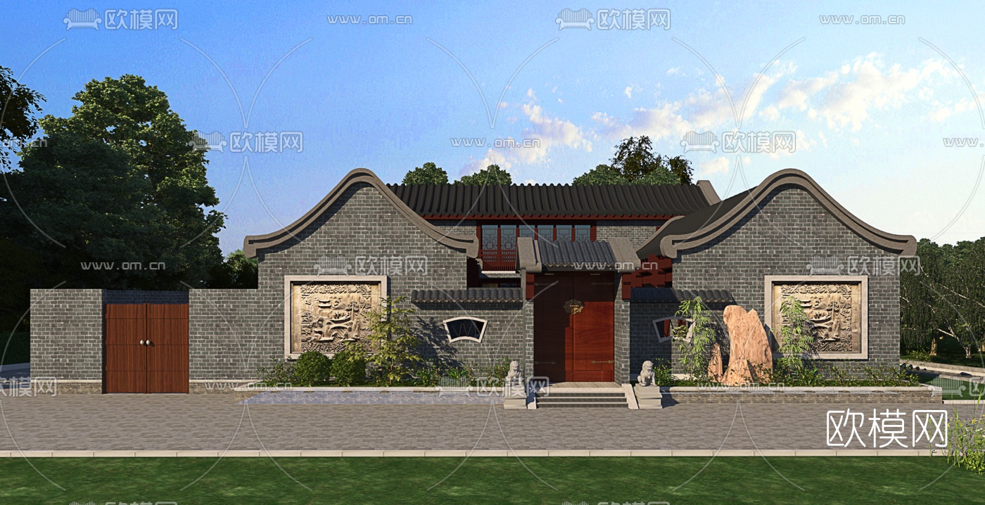 中式古建四合院3d模型