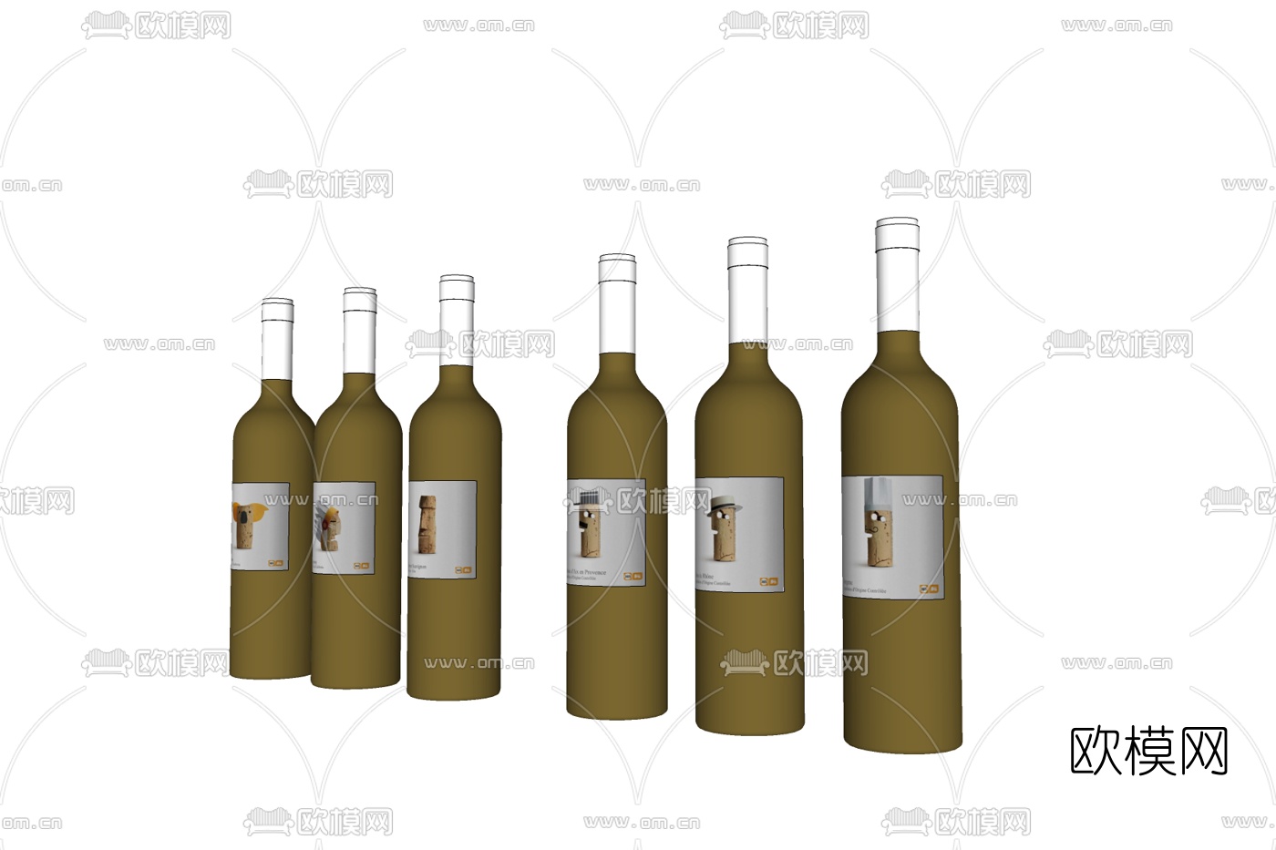 现代红酒酒水免费su模型下载