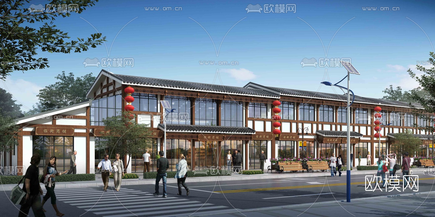 新中式商业步行街3d模型
