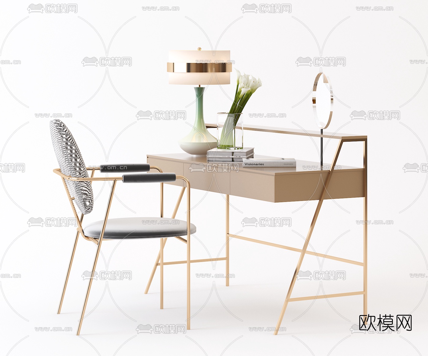 现代烤漆梳妆台3d模型
