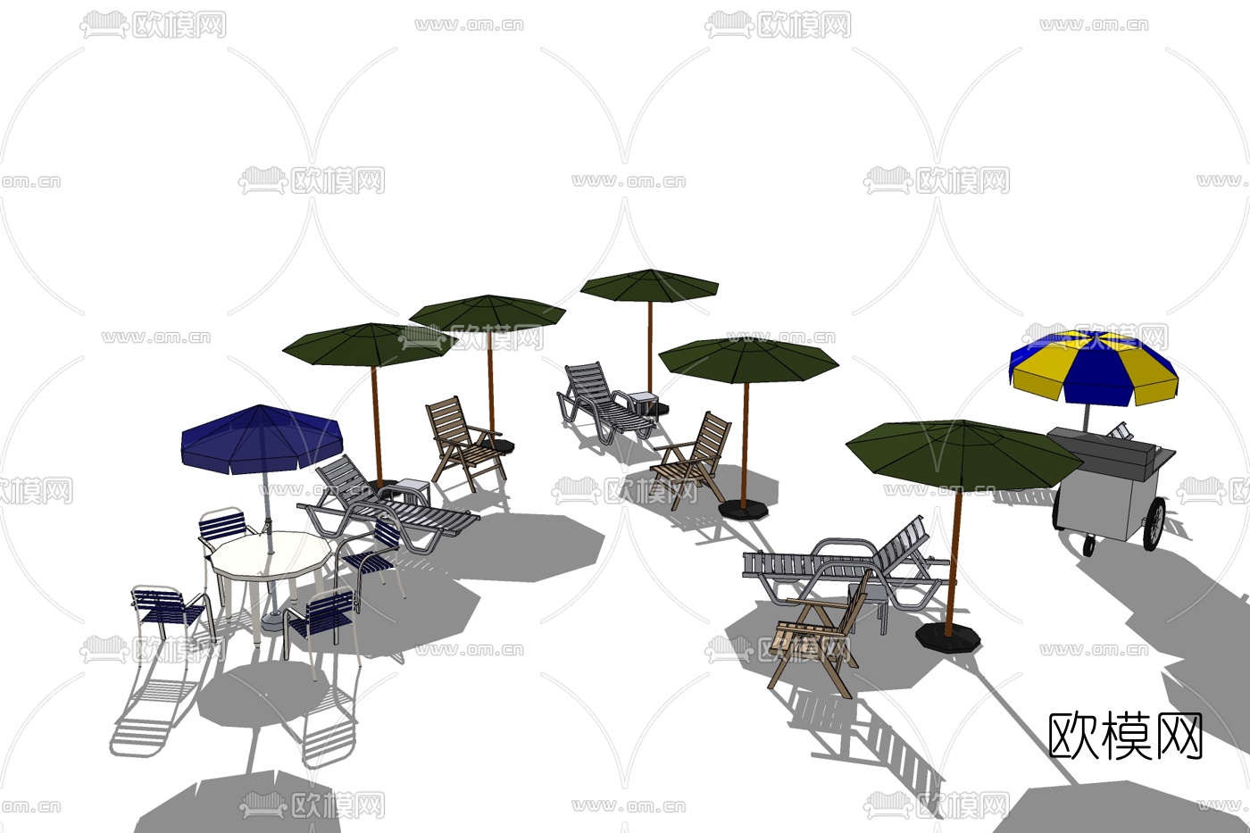 现代户外桌椅免费su模型下载
