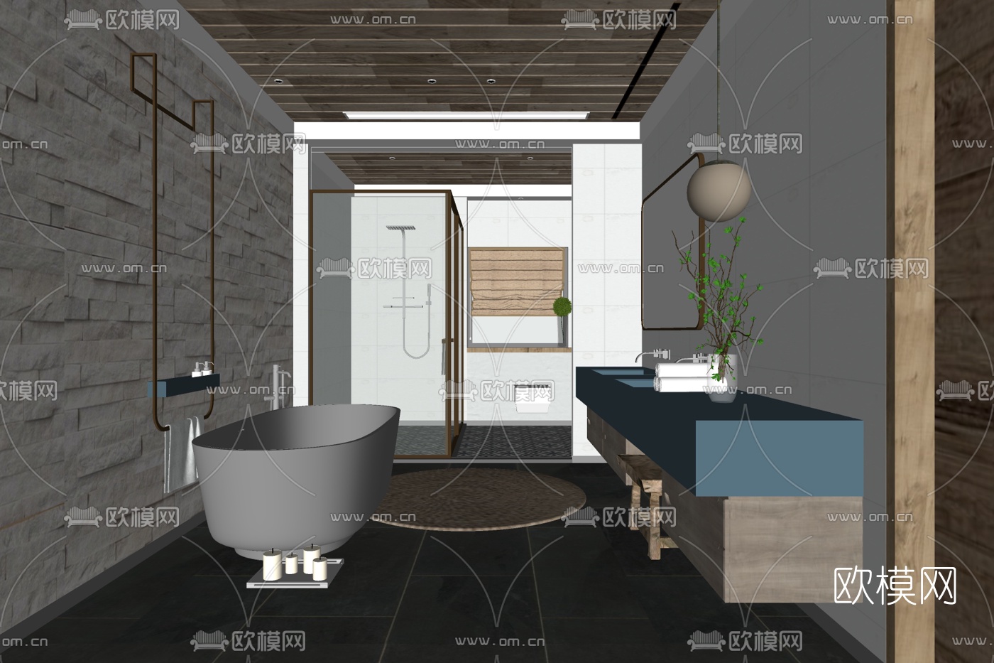 现代卫生间免费su模型下载