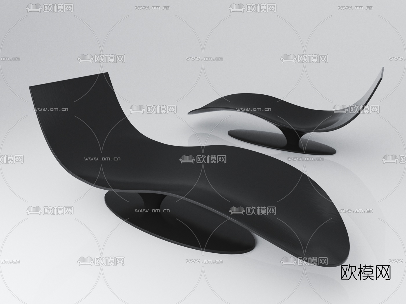 现代皮革休闲躺椅3d模型